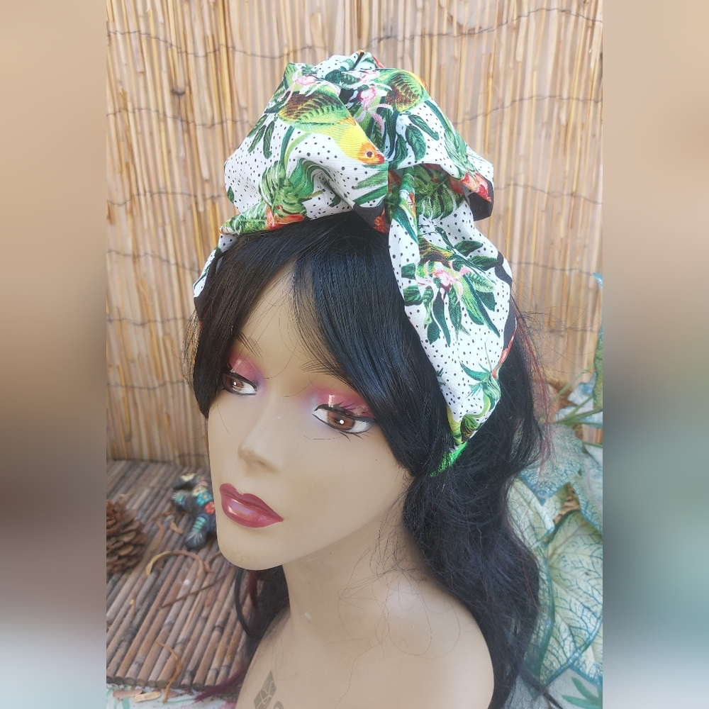 Tropical Birds Handmade Turban Headband